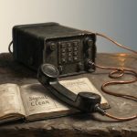 Oil painting of a military radio handset and logbook on a wooden table — does online PTSD treatment work for veterans